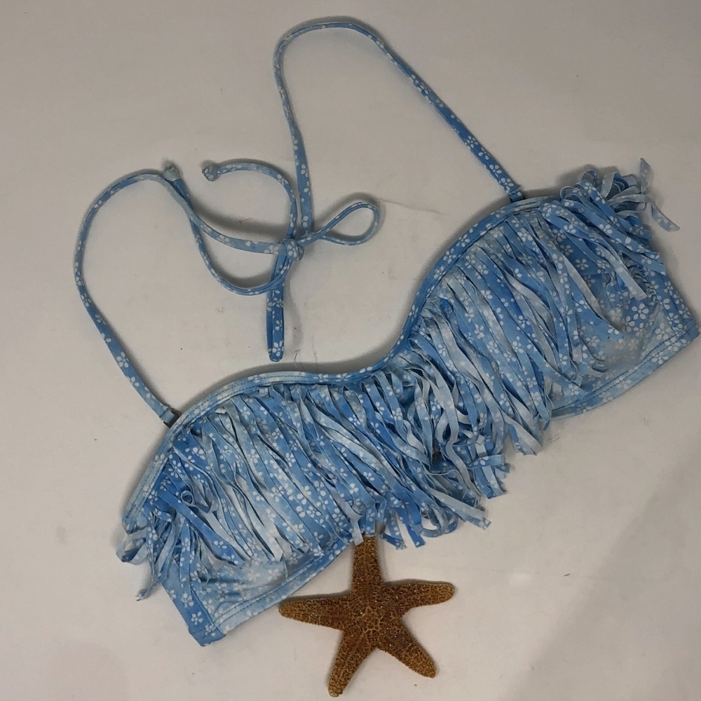 Abercrombie & Fitch French Blue Fringe Bikini Top
